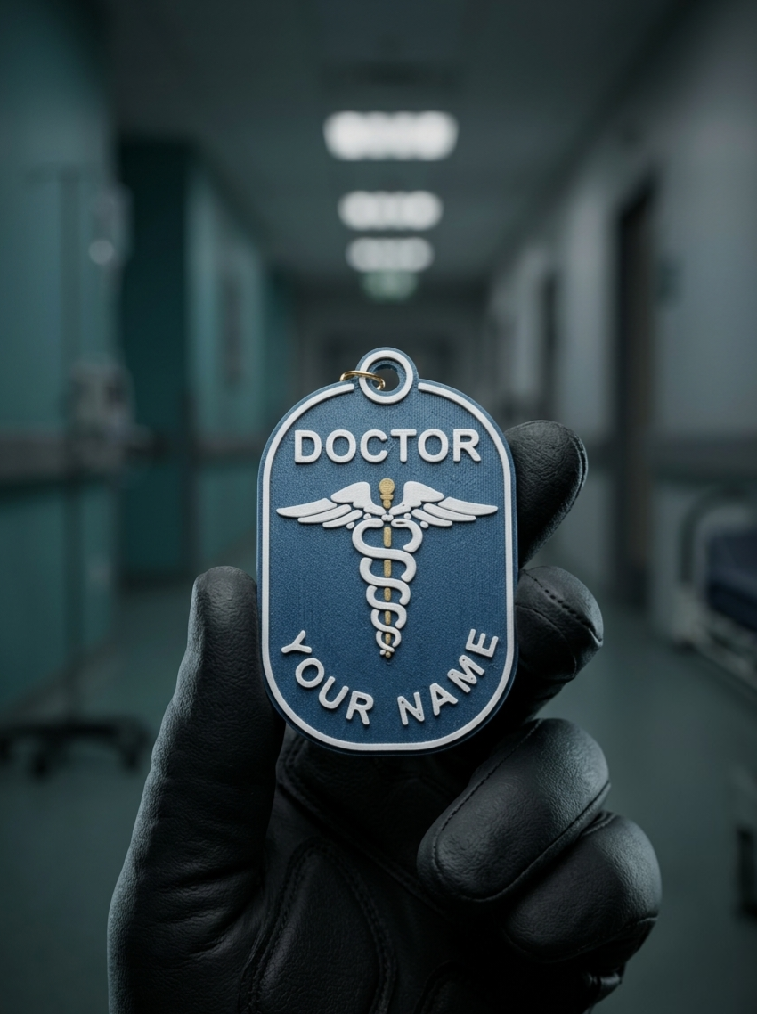 Personalized Medical Caduceus Keychain